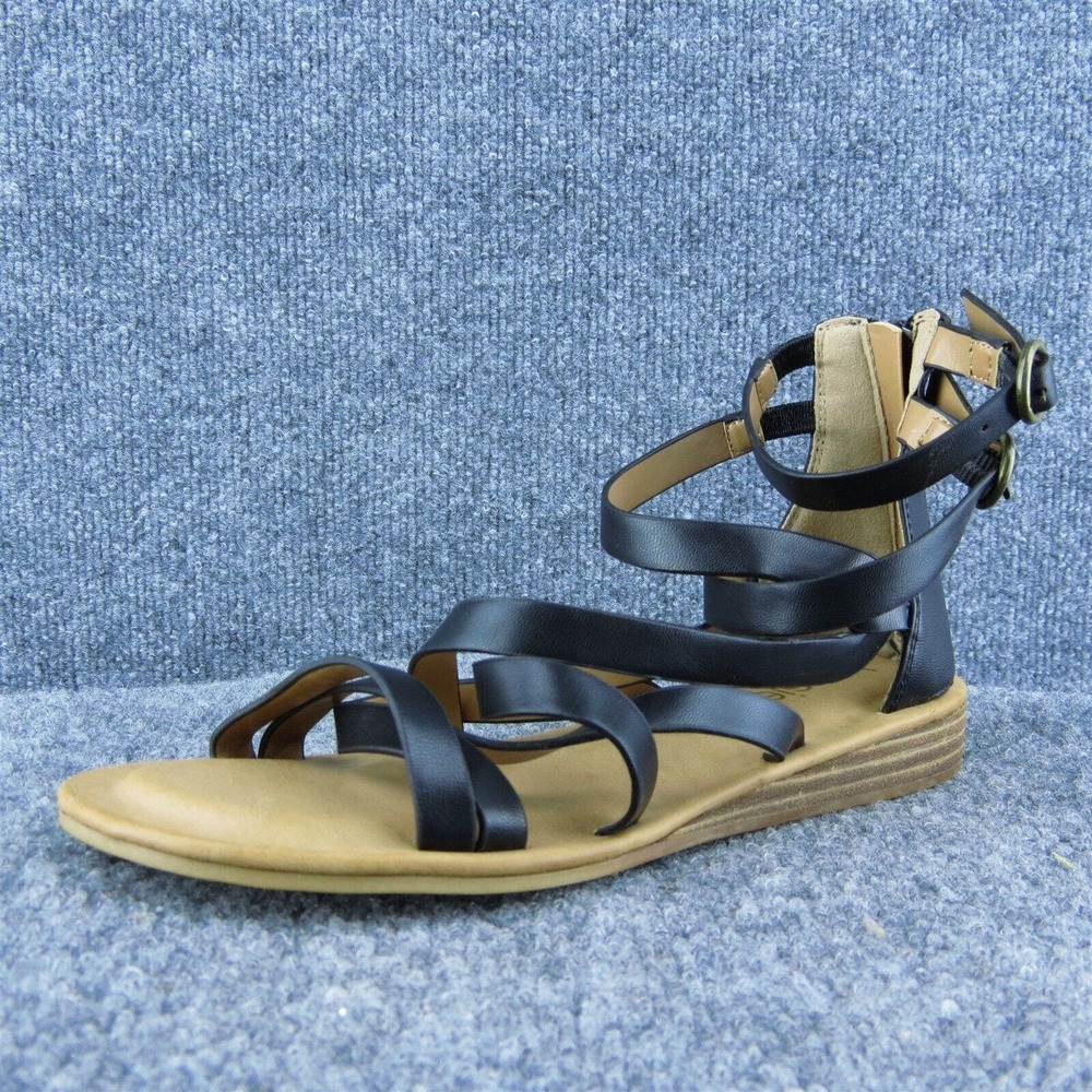 Kensie Landyn Women Strappy Sandal Shoes Black Synthetic Size 6 Medium